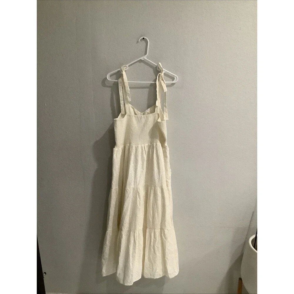 MADEWELL  TIE STRAP LUCIE  EMBROIDED MAXI DRESS BEIGE SZ 1X NWT